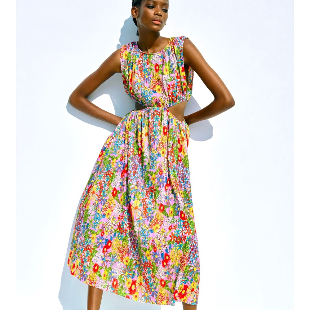 Zara Pleated Cut-out dress